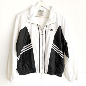 Vintage Adidas White Black Zip Up Jacket